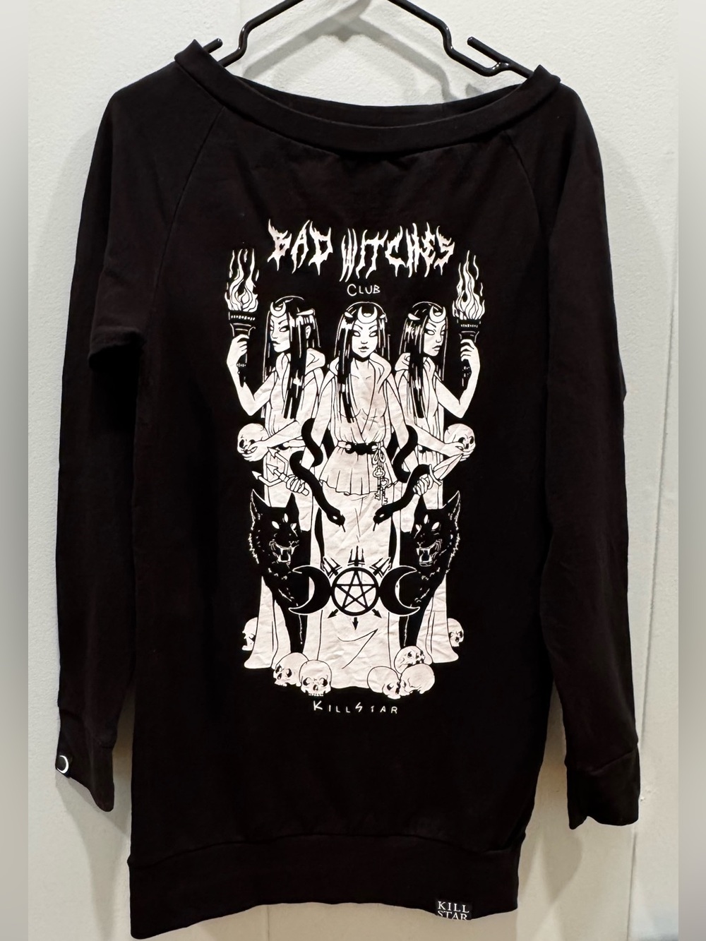 Killstar Bad Witches Club Gothic Graphic Sweatshirt Black XS
